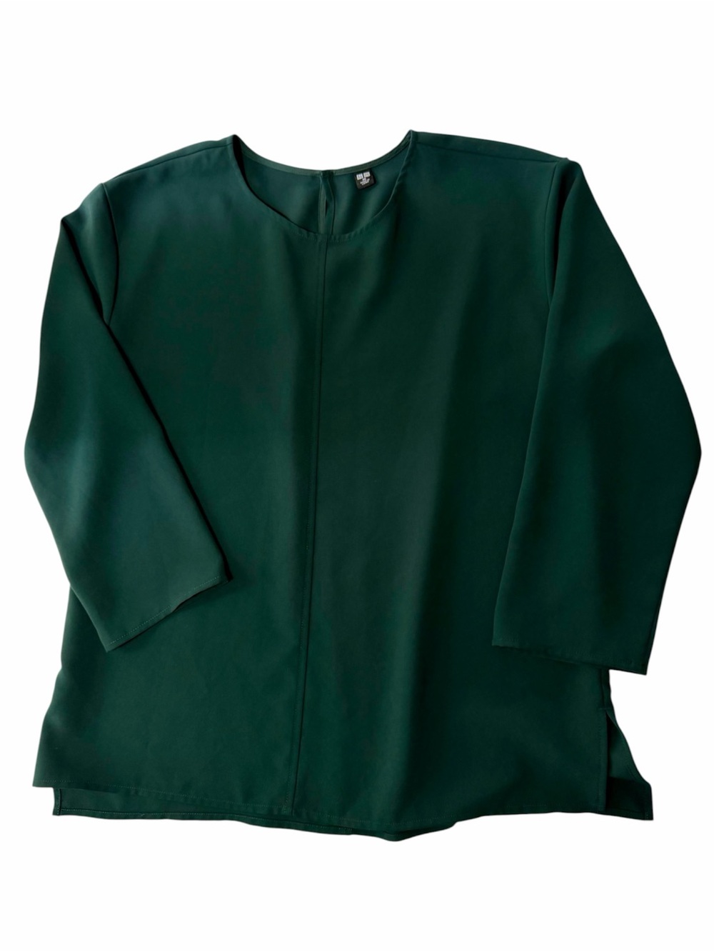 Uniqlo Dark Green Blouse XS 3/4 Sleeve Minimalist Career Top